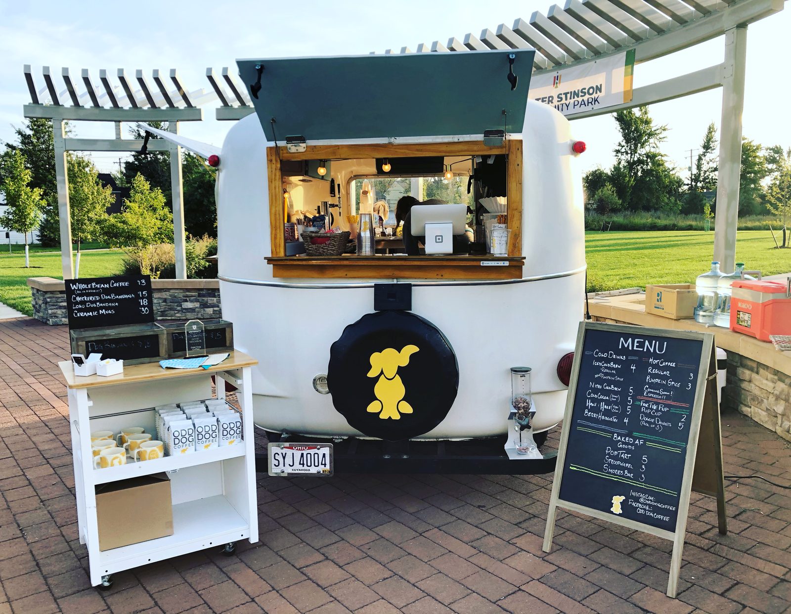 Mike's Odd Dog Coffee camper set up at Stinson Park